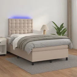Vidaxl Box spring postelja z vzmetnico LED kapučino 120x200 cm