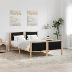 Krevetna konstrukcija s uzglavljem Crna 160 x 200 cm Tkanina
