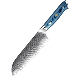 Damaskasti kuhinjski nož TU-37504 - Santoku / Plava KP37504