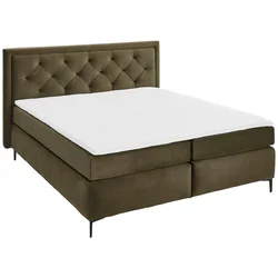 Boxxx BOXSPRING POSTELJA 160 cm  x 200 cm , tekstil temno zelena