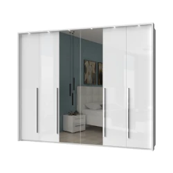 JELA Plakar sa dva ogledala P6B-2OG/PN - kolekcija Piano - Kristalno bela/Kristalno Bela HG Lak - 277x226x60 cm