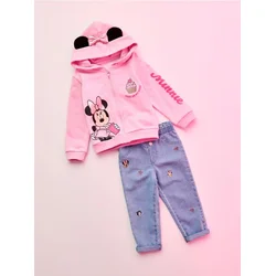Sinsay - Pamučna Majica sa 3D Elementima i Folijskim Printom Minnie Mouse - prljavo roze