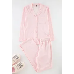 Trendyol Pink 100% Cotton Gingham Knitted Pajama Set