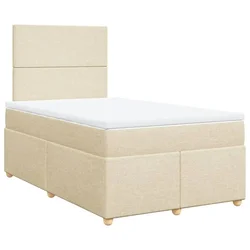 Vidaxl Box spring postelja z vzmetnico krem 120x190 cm blago