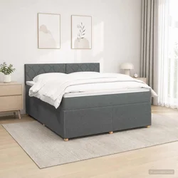 vidaXL Postelja boxspring z vzmetnico Temno siva 140 x 200 cm Blago