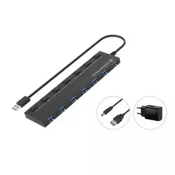Conceptronic Conceptronic HUBBIES19BP USB 3.0 Hub s 7 vrati, napajalnikom in 90cm kablom