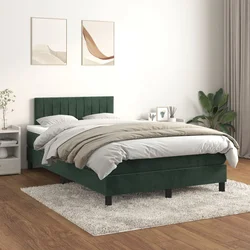 VIDAXL Box spring postelja z vzmetnico temno zelena 120x200 cm žamet
