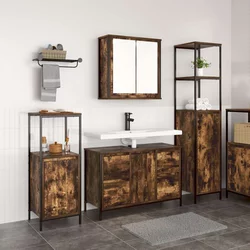 Set namještaja za kupaonicu 3 pcs Dimnjeni hrast i crna