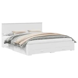 Vidaxl Konstrukcija postelje Bela 180 x 200 cm Konstruiran les