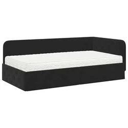 Vidaxl Kotna postelja Črna 90 x 200 cm Žamet