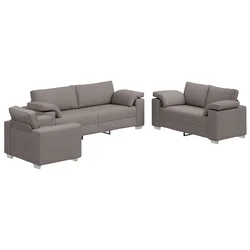 Sofa 3 pcs Sivo-smeđa 219 x 80 x 82 cm Platnasta tkanina