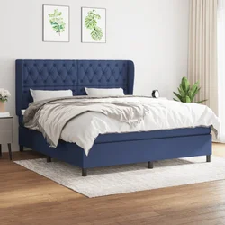 shumee Box spring postelja z vzmetnico modra 160x200 cm blago