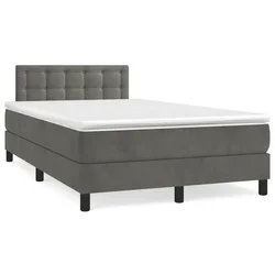 Vidaxl Box spring postelja z vzmetnico temno siva 120x200 cm žamet
