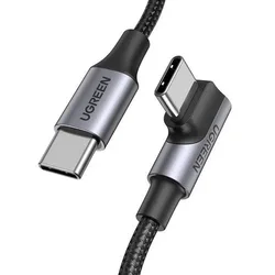 Kabl UGREEN US334 USB-C to USB-C PD Fast Charging 90 Degree Cable 5A Max Black 1m