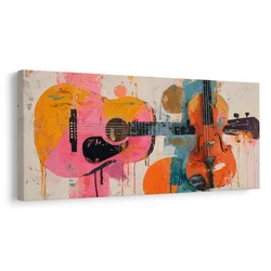 Slika kitara in violina v barvah - 120x60