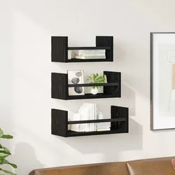 Set zidnih polica 3 pcs Crni hrast 40x16x14cm Konstruirano drvo