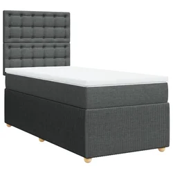 Vidaxl Box spring postelja z vzmetnico temno siva 100x200 cm blago