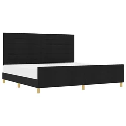 Vidaxl Konstrukcija postelje z vzglavjem Črna 200 x 200 cm blago