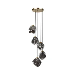 Luster na sajli CRISTAL 5xE14/15W/230V mesing/dimno crna