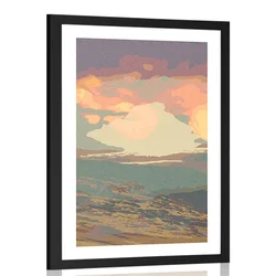 Plakat s paspartujem narava obsijana s soncem - 30x45 silver