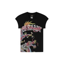 Ed Hardy Majica Varsity Dragon siva/kivi/malina/črna