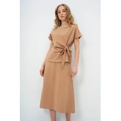 Trend Alacati Stili Ženski komplet bluza i suknja Alc-X13479, Smeđi