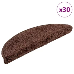 Prostirke za stepenice 30 kom 56x17x3 cm smeđe poluokrugle