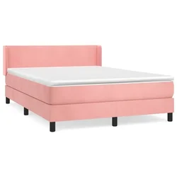 Vidaxl Box spring postelja z vzmetnico roza 140x190 cm žamet