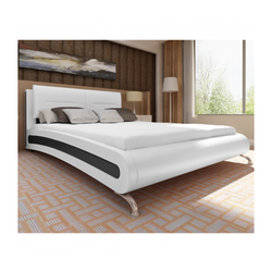 VIDAXL kožni krevet 140x200cm, bijelo/crni