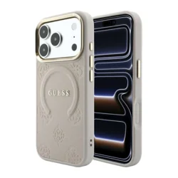 Maska Guess Saffiano Peony & Ring MagSafe za iPhone 17 Pro/ 18 Pro roze