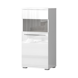 JELA VITRINA V60-1KSV/PN - kolekcija Piano - Bela lak/Kristalno Bela HG Lak - 60x123x40 cm
