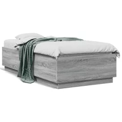 Okvir za krevet s LED svjetlima siva Sonoma 90 x 190 cm drveni