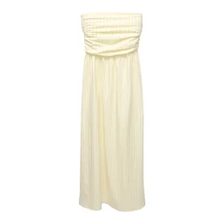 Pull&Bear Poletna obleka kari/pastelno rumena/bela