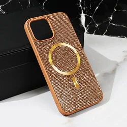 Maska za telefon Magsafe Glam za iPhone 15 Pro Max 6.7, Zlatne boje