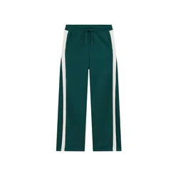 WE Fashion Hlače temno zelena/bela
