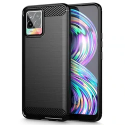 Techsuit Carbon Silicone maska za Realme 8 4G / 8 Pro 4G – crna