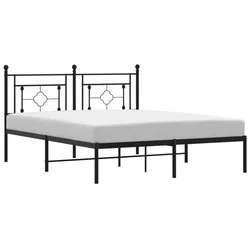 Vidaxl Kovinski posteljni okvir z vzglavjem črn 150x200 cm