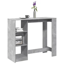 Barski stol s policom boja betona 124x46x103,5 cm drveni