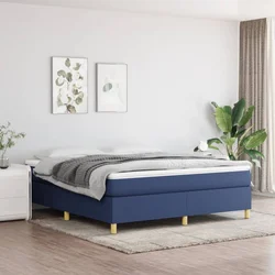 shumee Box spring postelja z vzmetnico modra 160x200 cm blago