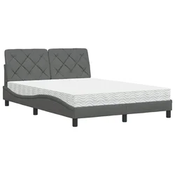 Vidaxl Postelja z vzmetnico temno siv 140x190 cm blago
