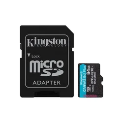 Kingston microSD kartica CanvasGoPlus, 128GB, Gen4, 200MB/s/, 160MB/s, sa adapterom, crna