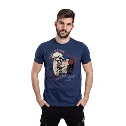 011Shop Muška majica kratkih rukava Samo jednom se ljubi..., Teget