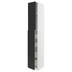 METOD / MAXIMERA Vis.el. s 2 vrata/4 fioke, bela/Nickebo boja antracita, mat, 40x60x240 cm