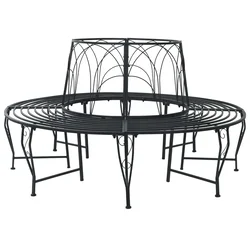 Klupa pod drvetom 8-Broj sjedala O 160 x 89 cm Čelik Crna