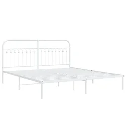 Vidaxl Kovinski posteljni okvir z vzglavjem bel 183x213 cm