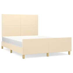 Vidaxl Posteljni okvir brez vzmetnice krem 140x190 cm blago