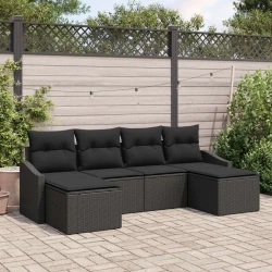 Vrtni set za objed s jastukom s pohranom 6 pcs Crna