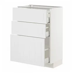 METOD / MAXIMERA Podni element s 3 fioke, bela/Stensund bela, 60x37 cm