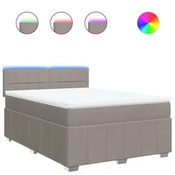 Vidaxl Box spring postelja z vzmetnico taupe 140x200 cm blago