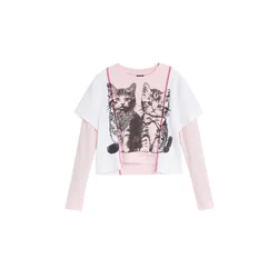 Desigual Majica roza / črna / bela